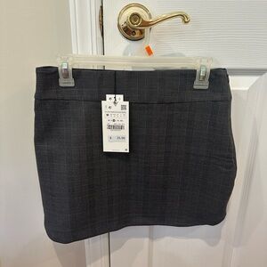 Zara Classic Black Plaid Skirt